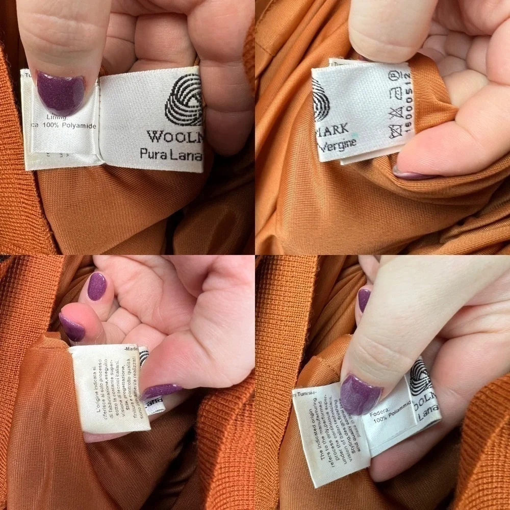 Luisa Spagnoli Woolmark 100% Virgin Wool Knit Sheath Dress in Black & Terracotta - Picture 5 of 7